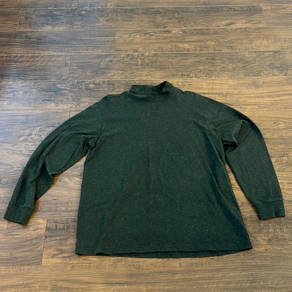 Land's End 100% Cotton Green Speckled Men's Super-T T-Shirt, Sz. 42-44, Large.